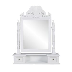 Elegant White Vanity Makeup Table Adjustable Swing Mirror MDF Chic Dressing Desk