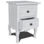 Chic White MDF Nightstand Elegant Bedside Table with Dual Storage Drawers