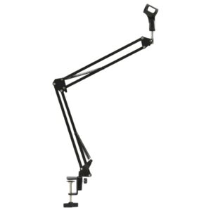 Adjustable Scissor Arm Microphone Stand Desk Mount Black Steel Studio Broadcast