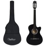 Complete Classical Guitar Set Black Cutaway Beginner Kit with Accessories