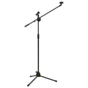 Adjustable Tripod Microphone Stand Dual Clip Holder for Studio Stage Performance