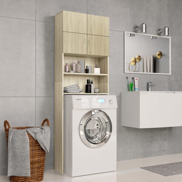 Sonoma Oak Engineered Wood Washing Machine Cabinet Bathroom Storage Organizer