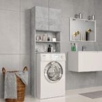 Modern Concrete Grey Bathroom Cabinet Storage Organizer with Shelves and Doors