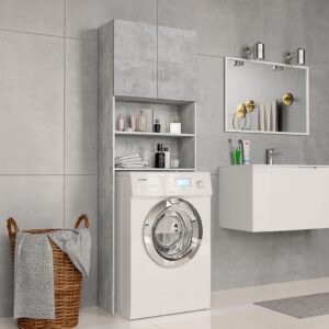 Modern Concrete Grey Bathroom Cabinet Storage Organizer with Shelves and Doors