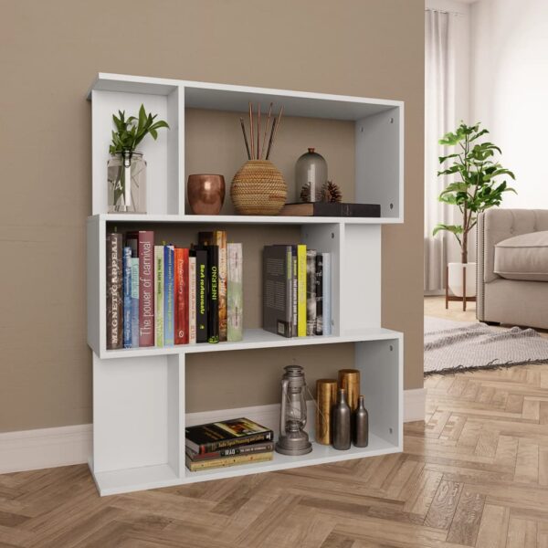 White Engineered Wood Bookcase Storage Organizer Display Shelf Room Divider