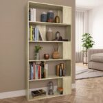 Stylish Sonoma Oak Bookshelf Room Divider with Spacious Storage Compartments