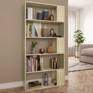 Stylish Sonoma Oak Bookshelf Room Divider with Spacious Storage Compartments