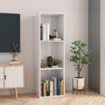 High Gloss White Engineered Wood Bookcase Versatile Storage Organizer Shelf