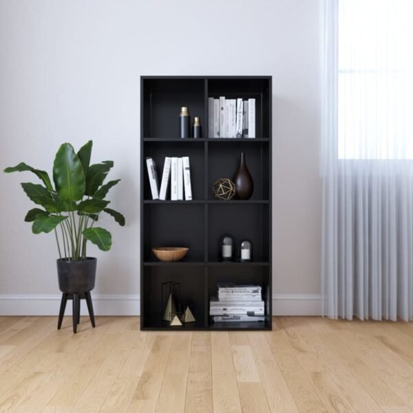 Chic Black Engineered Wood Book Cabinet Sideboard Versatile Storage Organizer