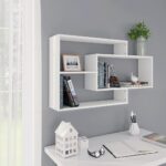 Chic White Floating Wall Shelf Storage Display Unit Engineered Wood Organizer