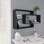 Chic Black Wall Mounted Shelves - Engineered Wood Storage Display Organizer