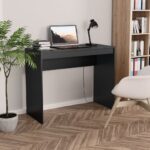 Modern Black Engineered Wood Desk for Home Office Study Console Table