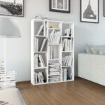 White Engineered Wood Room Divider Book Cabinet Versatile Storage Organizer