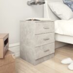 Elegant Grey Bedside Cabinet Set of Two with Three Drawers Storage Nightstand