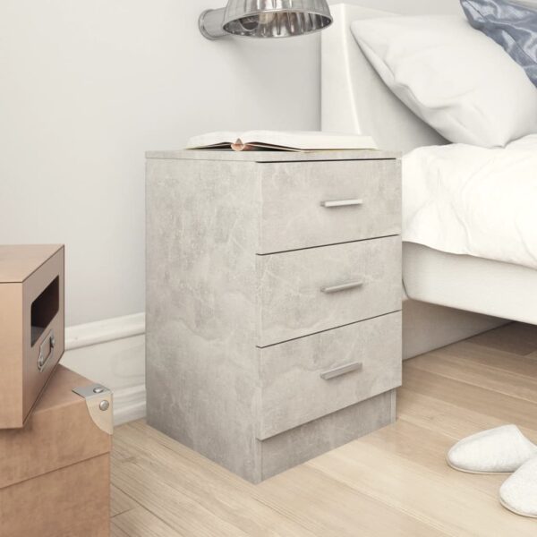 Elegant Grey Bedside Cabinet Set of Two with Three Drawers Storage Nightstand