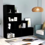 Versatile Black Engineered Wood Bookcase Storage Organizer Room Divider Shelf