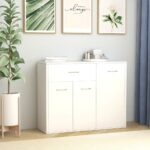 Elegant White Sideboard Minimalist Design Ample Storage Engineered Wood