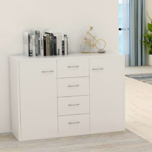 Chic White Sideboard Storage Cabinet with Drawers and Doors for Home Decor