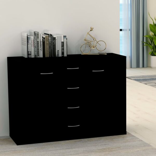 Elegant Black Sideboard Cabinet Storage Organizer with Drawers and Doors