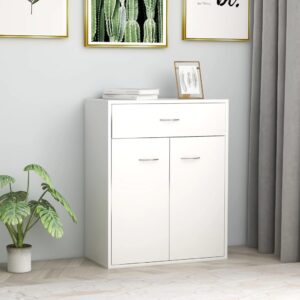 Chic White Storage Sideboard Cabinet Minimalist Design with Drawer and Doors