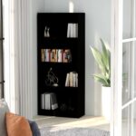 4-Tier Book Cabinet Black 60x24x142 cm Engineered Wood