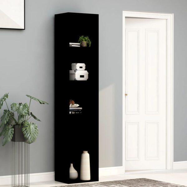 Chic Black Engineered Wood Book Cabinet Modern Minimalist Design with Shelves