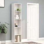 Chic High Gloss White Tall Bookcase Display Shelf Modern Engineered Wood Storage