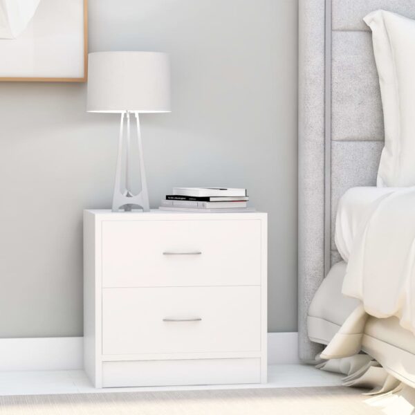 Elegant White Bedside Cabinet Nightstand with Drawers Storage Wood Furniture