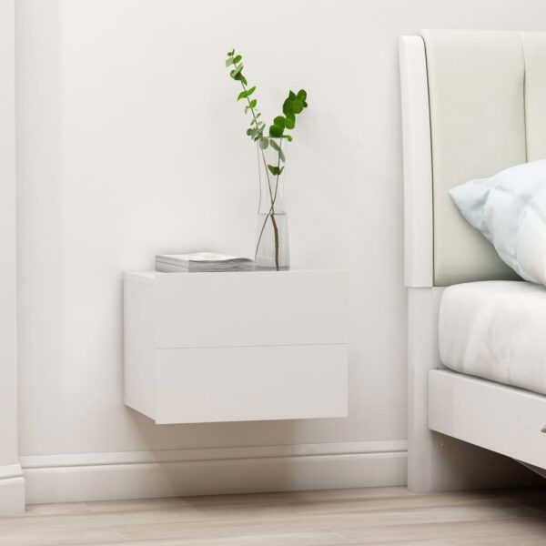 Elegant White Engineered Wood Bedside Cabinets Set of Two with Drawers