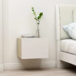 Chic White Sonoma Oak Finish Bedside Cabinets Set of Two with Drawers