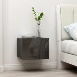 Elegant High Gloss Grey Bedside Cabinet Nightstand with 2 Drawers Wood Storage