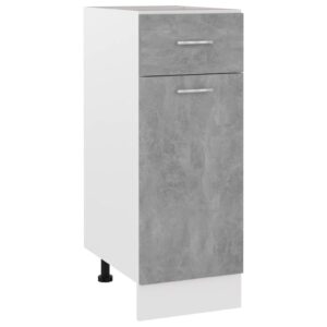 Chic Concrete Grey Engineered Wood Kitchen Storage Cabinet with Drawer