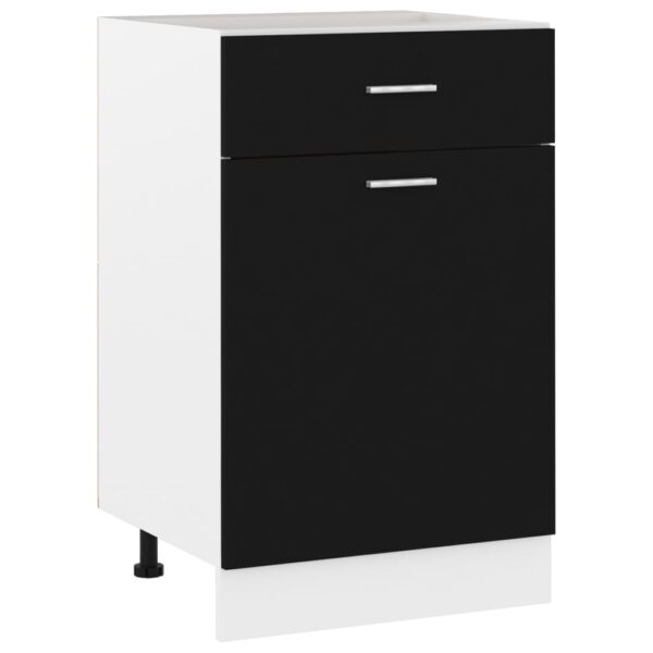 Chic Black Engineered Wood Kitchen Storage Cabinet with Drawer and Shelves