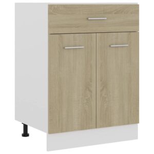 Sonoma Oak Engineered Wood Kitchen Storage Cabinet with Drawer and Shelves