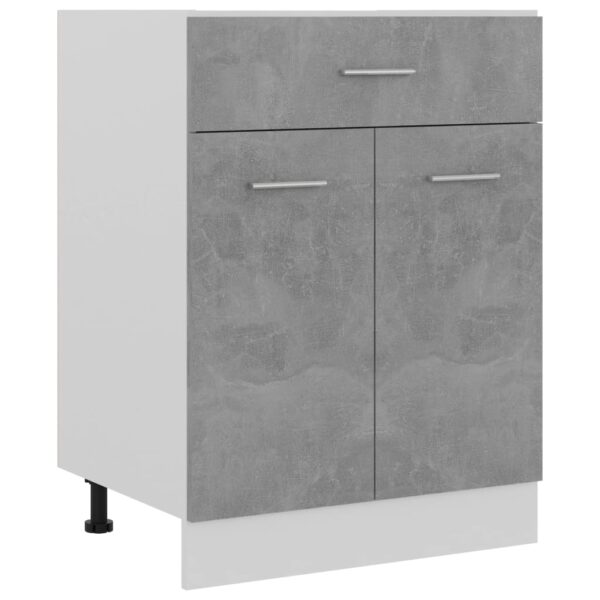 Modern Concrete Grey Kitchen Storage Cabinet with Drawer and Shelves