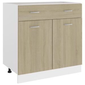 Sonoma Oak Engineered Wood Kitchen Storage Cabinet with Drawer and Shelves