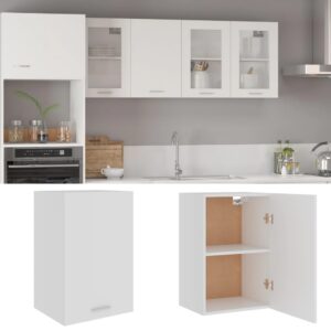 White Engineered Wood Hanging Kitchen Cabinet Storage Organizer with Shelves