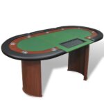 Deluxe Poker Table Casino  Player Seating Card Game Green Felt Cup Holders