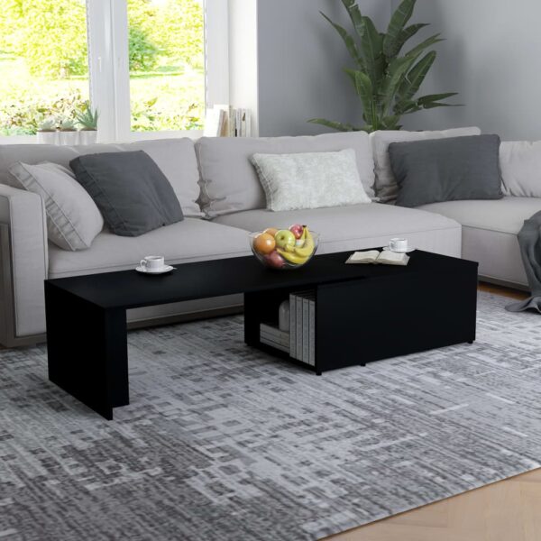 Elegant Black Coffee Table Modern Engineered Wood Sturdy Easy Clean Spacious