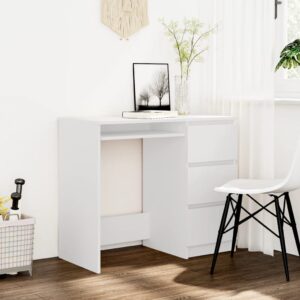 Desk White 90x45x76 cm Engineered Wood