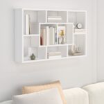 Chic White Floating Wall Shelf - Engineered Wood Storage Organizer Display