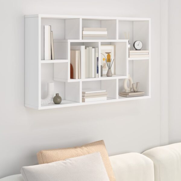 Chic White Floating Wall Shelf - Engineered Wood Storage Organizer Display