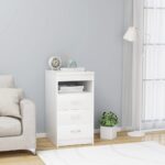 Chic White Engineered Wood Drawer Cabinet with Storage Shelf - Easy Assembly