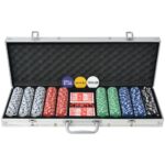 Deluxe Poker Chip Set Casino Game Aluminium Case Card Decks Dice Blind Buttons