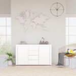 Chic White Engineered Wood Sideboard Storage Cabinet with Doors & Drawers