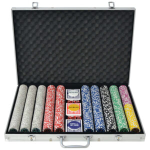 Premium Poker Chip Set Casino Dice Cards Aluminium Case Game Night Accessory Kit