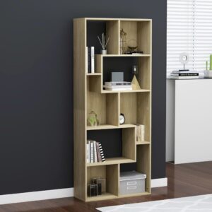 Sleek Sonoma Oak Bookshelf Cabinet Spacious Storage Organizer Versatile Design