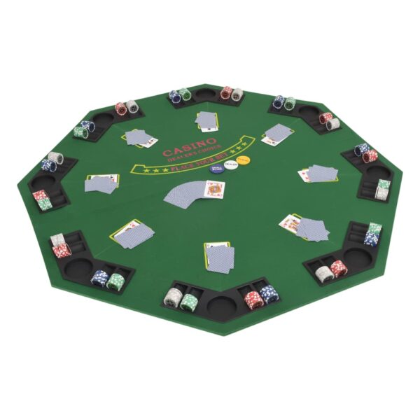 Folding Poker Tabletop Octagonal Green Casino Game Home Play Card Holder Cup Slot