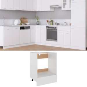 White Engineered Wood Kitchen Oven Cabinet Storage Organizer with Shelf