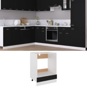 Black Engineered Wood Kitchen Oven Cabinet Storage Organizer Easy Assembly